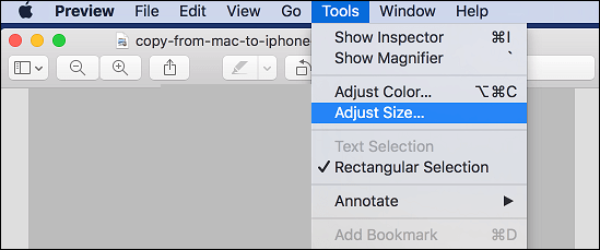 Adjust Size in macOS Preview app