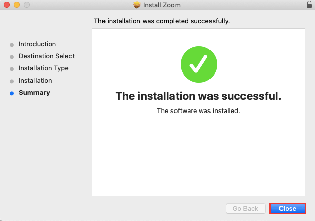 Installation successful