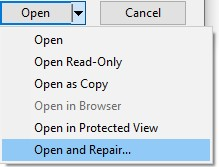 Open and Repair Excel File