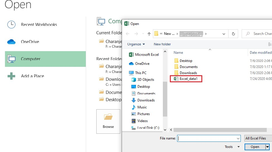 Select Excel File for Repairing