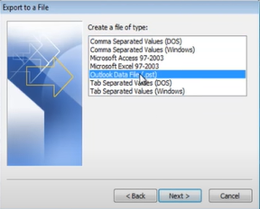 Select Outlook Datafile PST