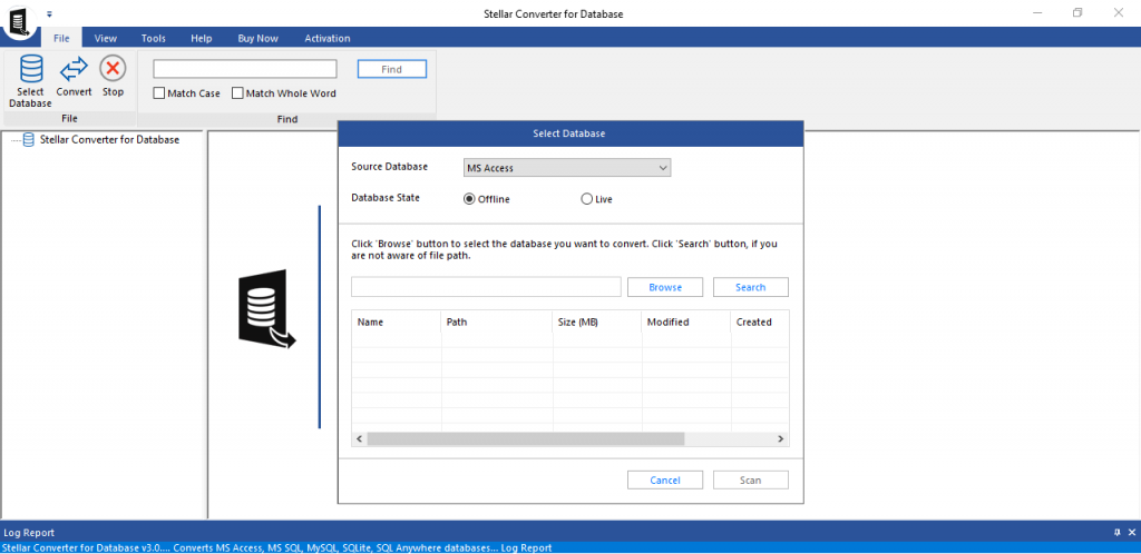 Stellar Converter for Database Main Interface