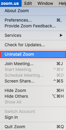 Uninstall zoom