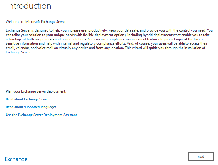 Installation of Exchange Server 2019