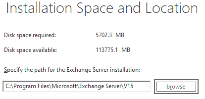 Installation Path for the Exchange Server installation