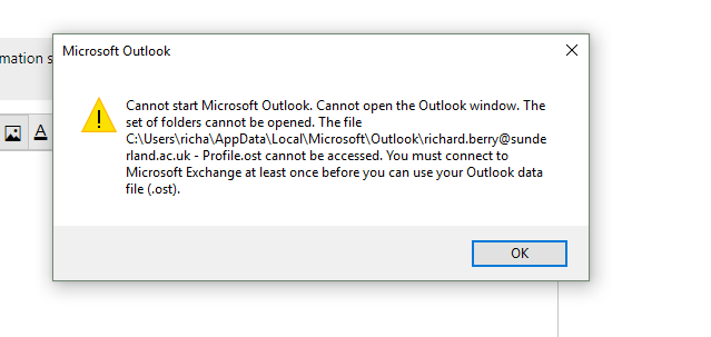 Cannot start outlook