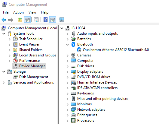 Administrador de dispositivos en el Computer Management