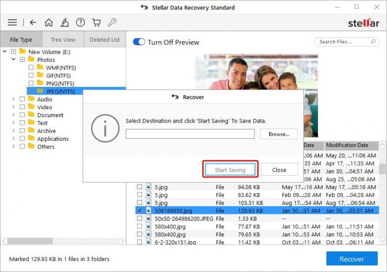 Start Saving the Recovered File