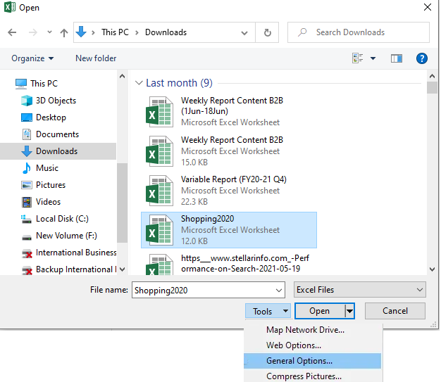 Open General Options In Excel