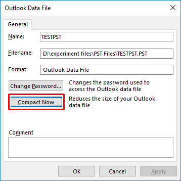 Outlook Data File Compact Now
