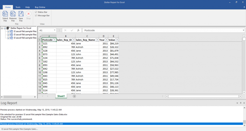 Preview Recoverable Excel File Data