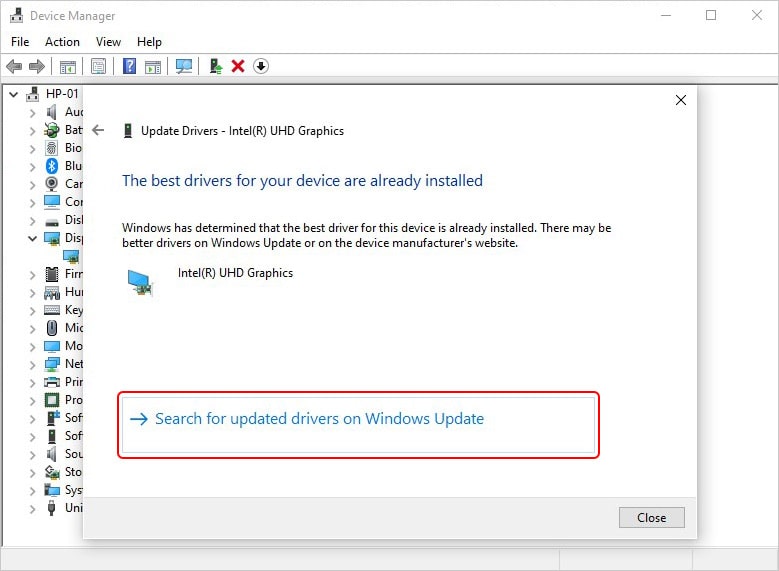 Search for Updated Drivers on Windows Update