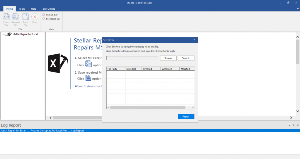 Select Corrupt excel File