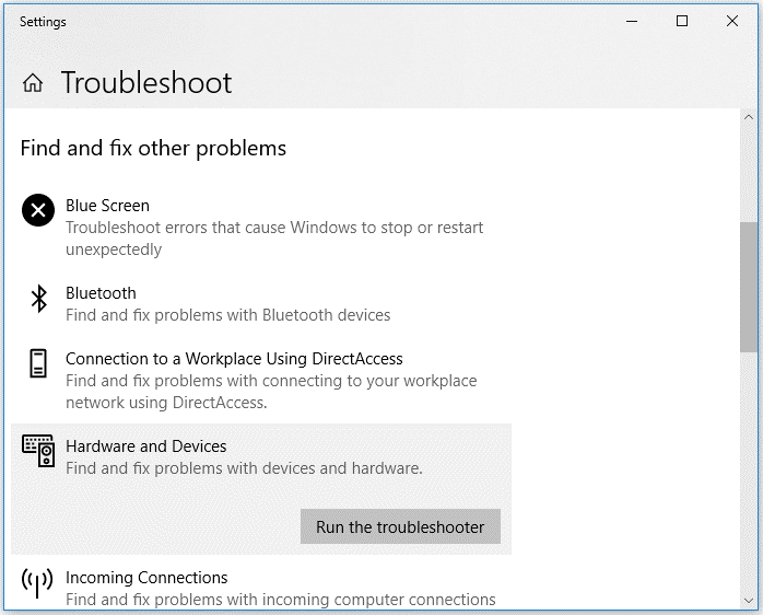 Windows Troubleshoot box
