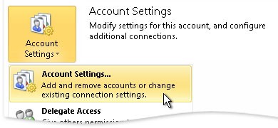 Account Settings Outlook 2010