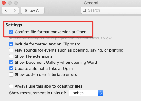 Confirm File Format Conversion at Open