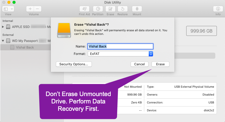 Dont Erase Unmounted Drive