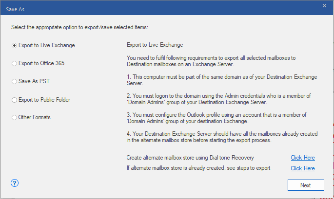 Export to Exchange