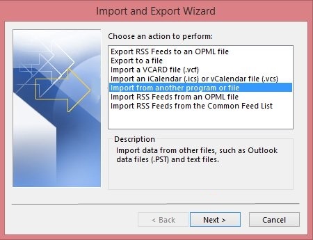 import and export wizard