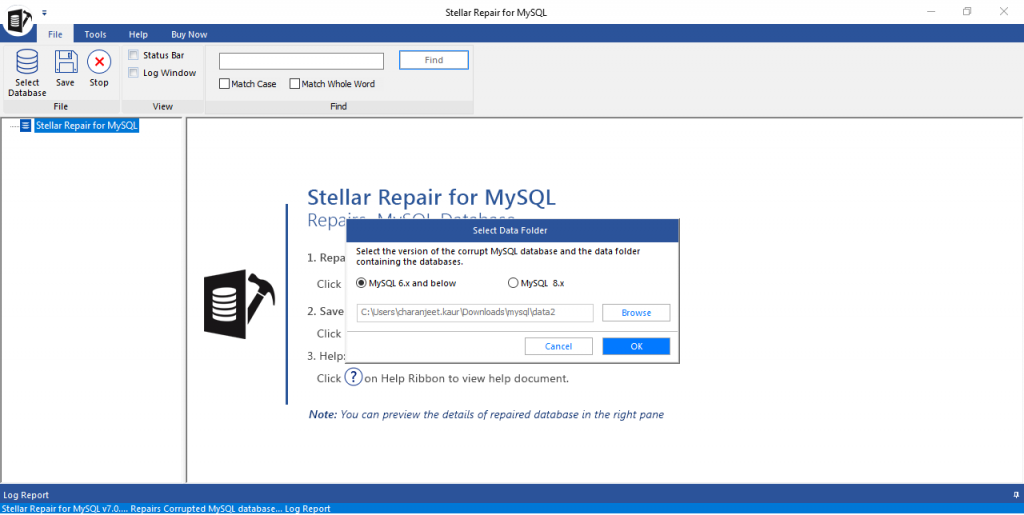 Mysql Data Folder Is Selected