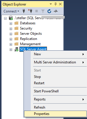 Open Sql Server Agent Properties