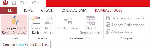 Select Compact and Repair Database Tool