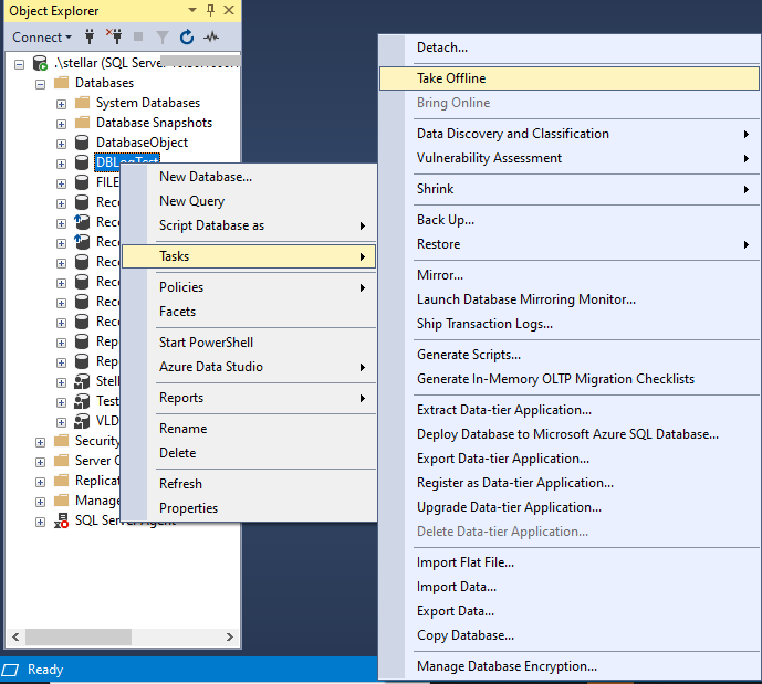 Set SQL DB Offline