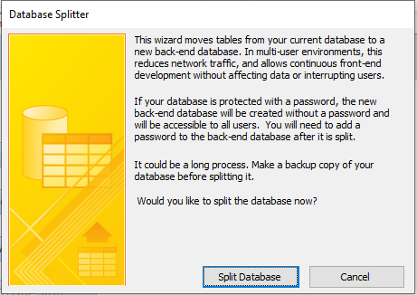 split access database