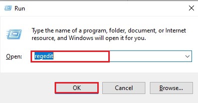 Type regedit on Run Box