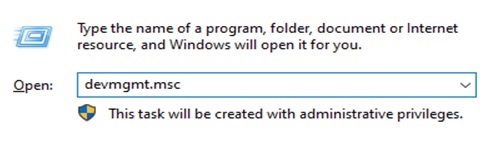 Open the Run Program and type devmgmt.msc