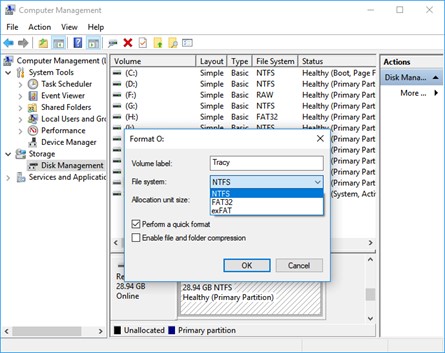 Opzioni file di sistema in Formatta