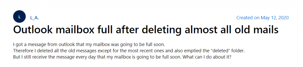 Outlook Mailbox Full Error