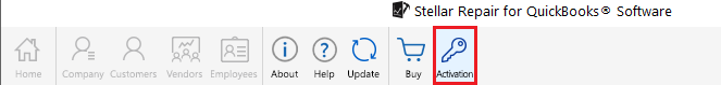 selecting the activation option in Stellar Repair for QuickBooks® Software