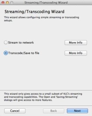Select the transcode option
