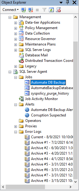 automated backup job with alerts