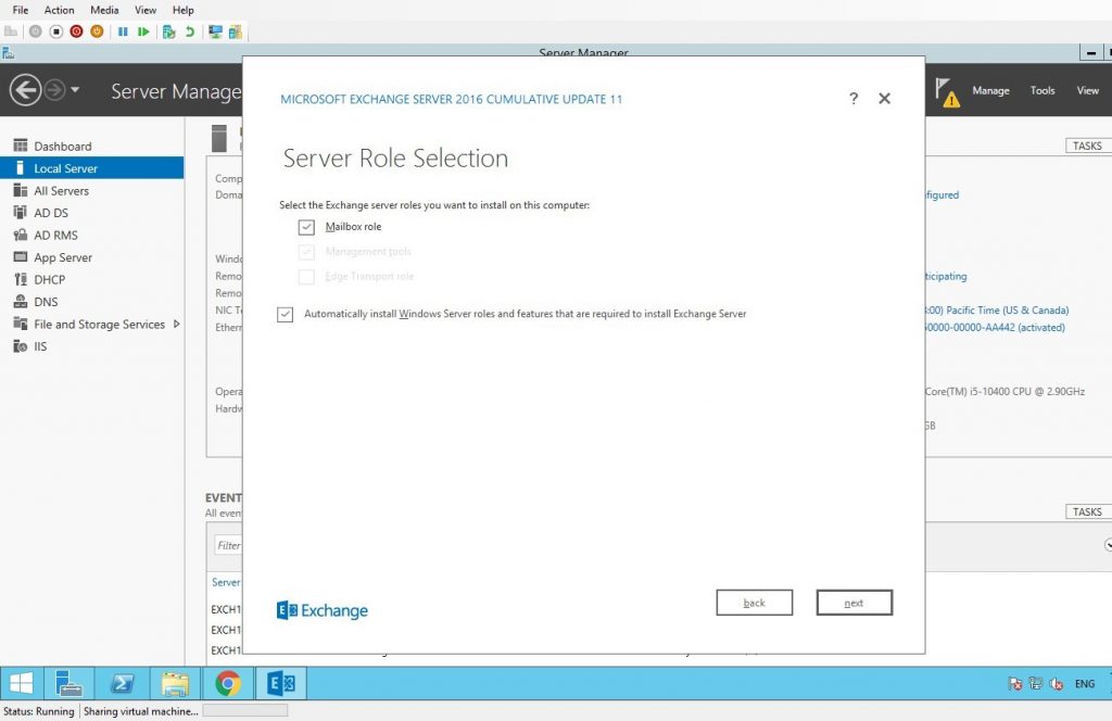 exchange management tools windows 10