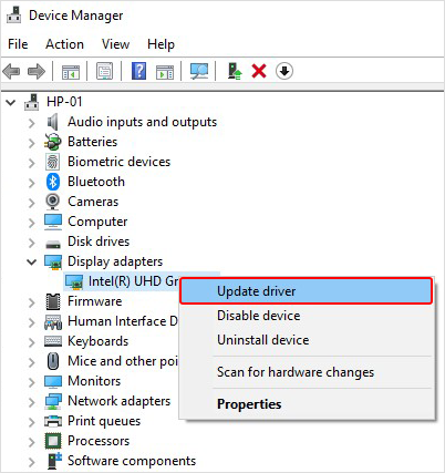 Choose Update the Drive from Variable Option