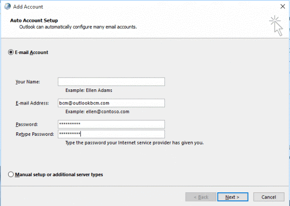 Configure New Outlook Profile