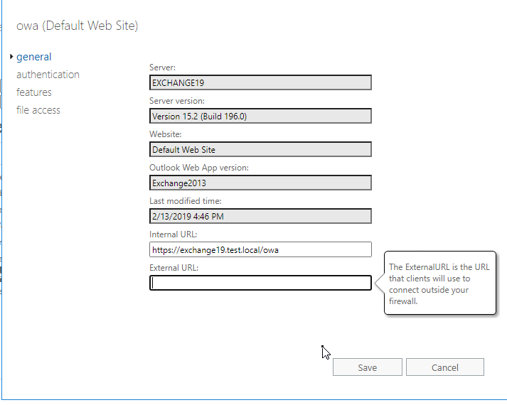 enter internal external url