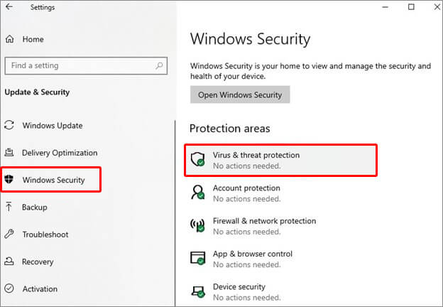 go to Windows security then select Virus and threat protection