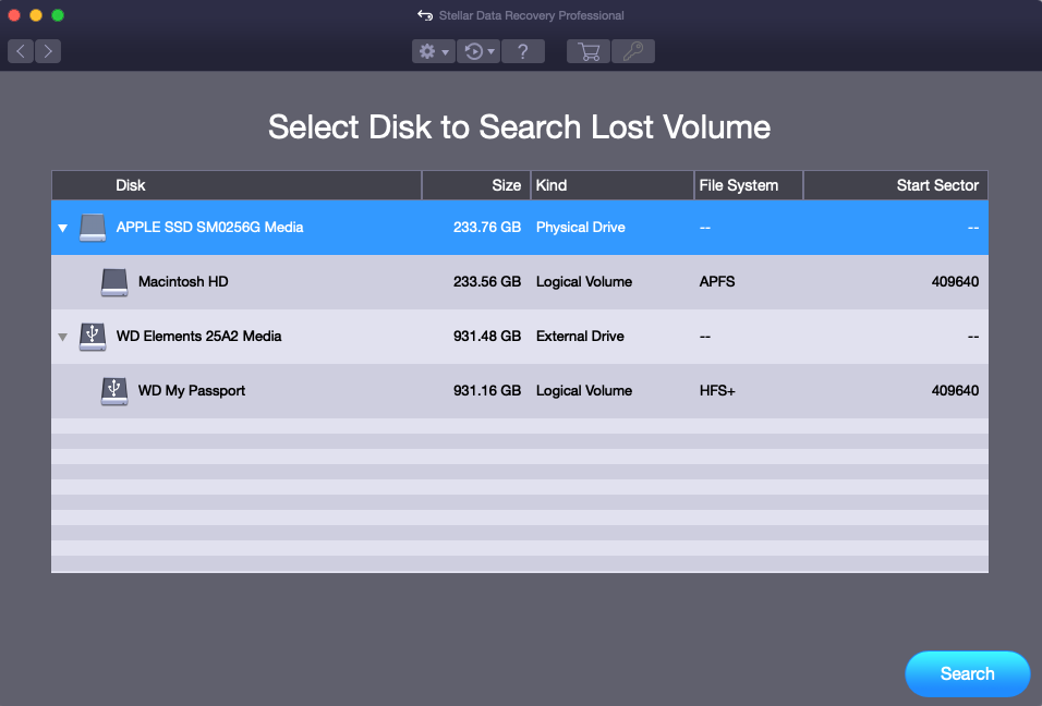 Select Disk to Search Lost Volume