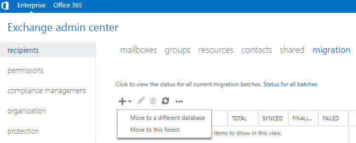 move mailboxes from exchange server