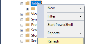 refresh database tables