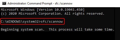 run sfc scannow command