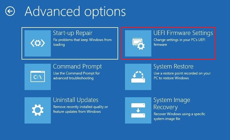 Select UEFI Firmware Setting