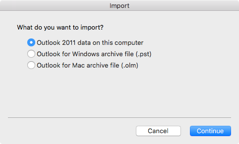 Importing PST in Outlook for Mac