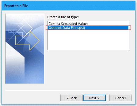 Exporting Outlook Data in PST File