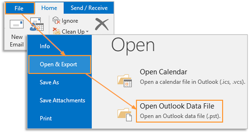 Exporting Outlook Data in PST File