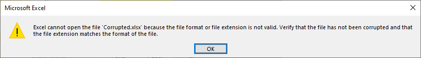 Excel Cannot Open the File Extension Not Valid Error
