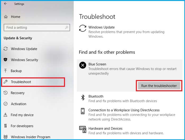 Run Troubleshooter